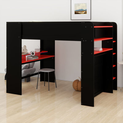 Lit superposé avec bureau à hauteur réglable