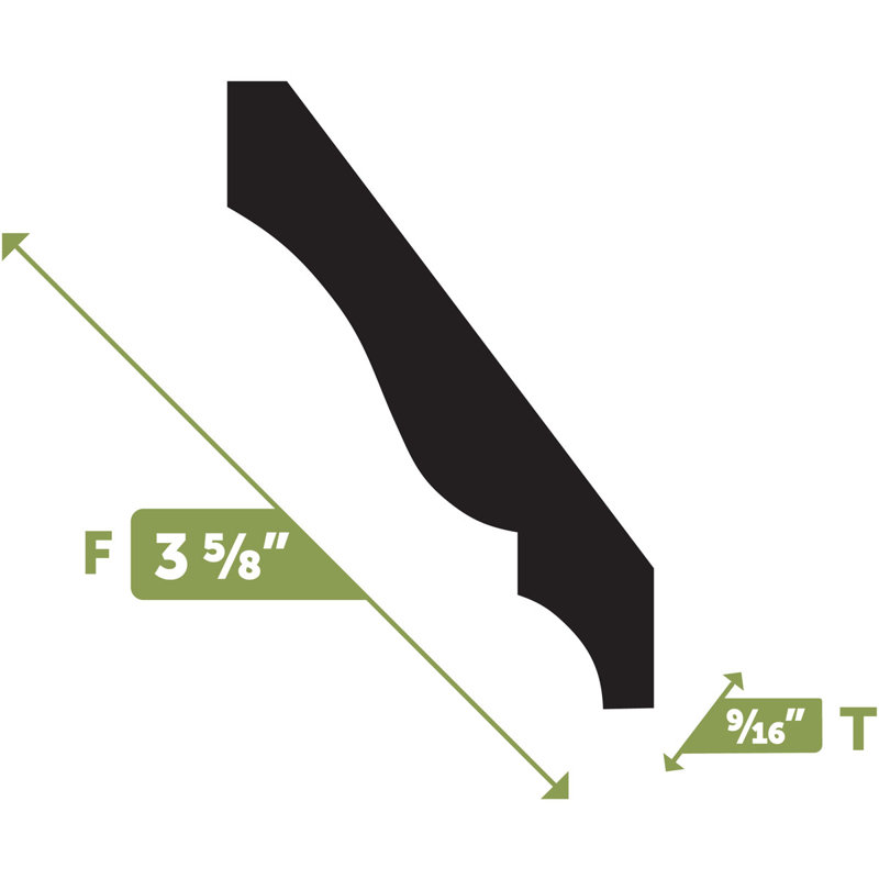 WM49 - 3 5/8"F x 9/16"T x 144"L Crown Flexible Moulding, 3.63"