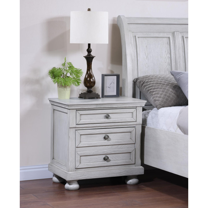 Cadre de grand lit - Commode - Miroir - Commode - Table de chevet, White, Queen