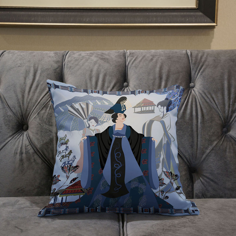 Housse et insert de coussin décoratif en polyester, 20 po x 20 po, Brun et bleu