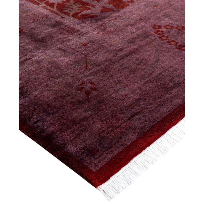 Overdyed Hand-Knotted Wool Modern-Contemporary Purple Area Rug 9' 1" x 12' 1"