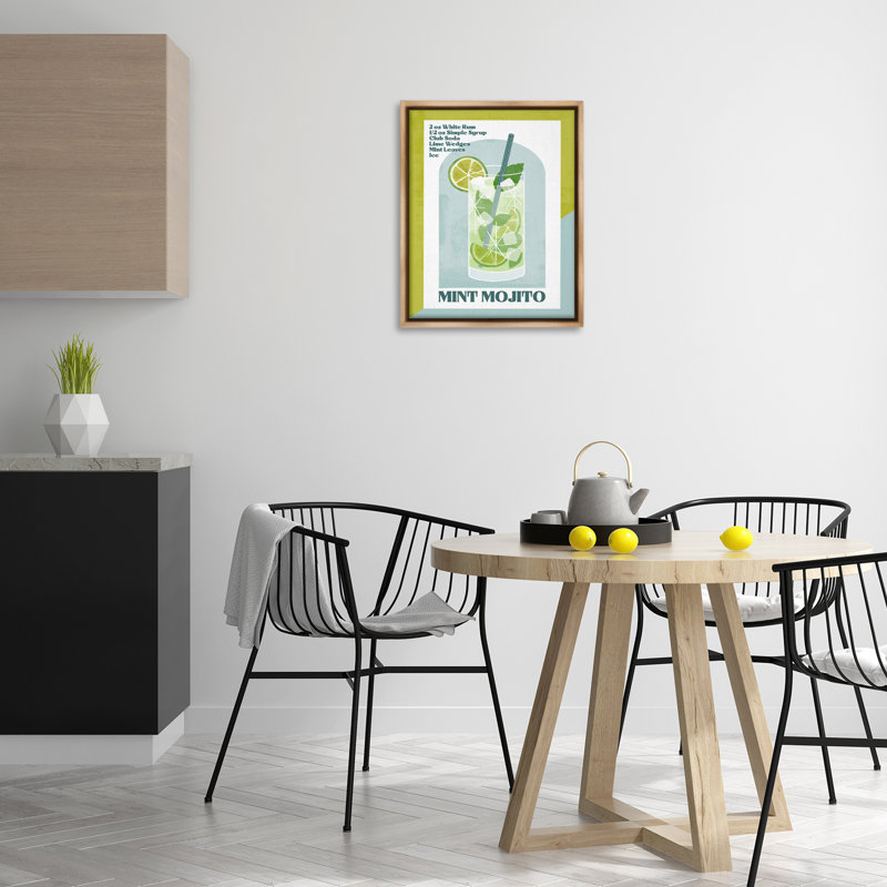  Art mural rétro sur toile, "Mojito" par Deane Beesley, H 21 po x l 17 po, Cadre flottant orme Montalcino