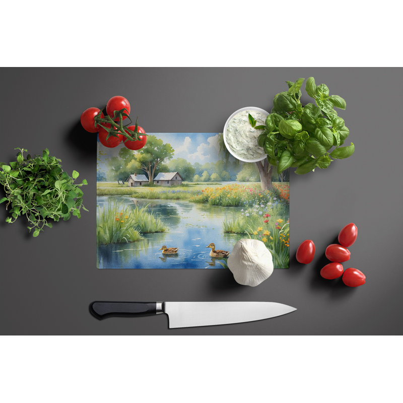 Mother Duck Glass Cutting Board