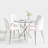 36" Round Glass Dining Set, Modern Cross Stainless Steel Base and 4 Velvet Upholstered Dining Chairs-412114647-412114664