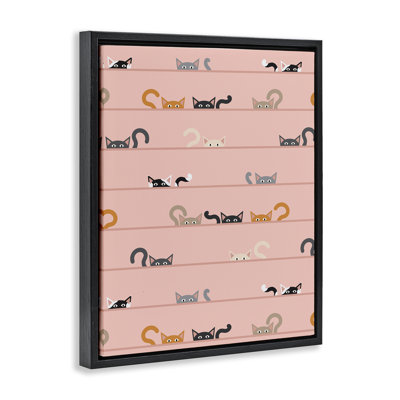 Peeking Cats on Pink Floating Frame, design par Sazerelli Designs