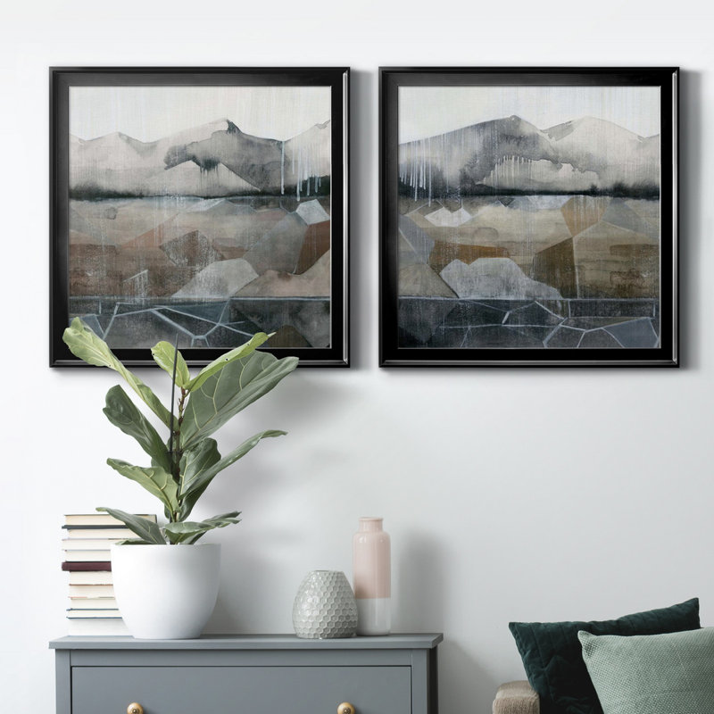 Valley Stormscape I - Valley Stormscape I - Ensemble de 2 cadres photo, Toile avec cadre noir, H 17,5 po x l 35 po x P 1,5 po