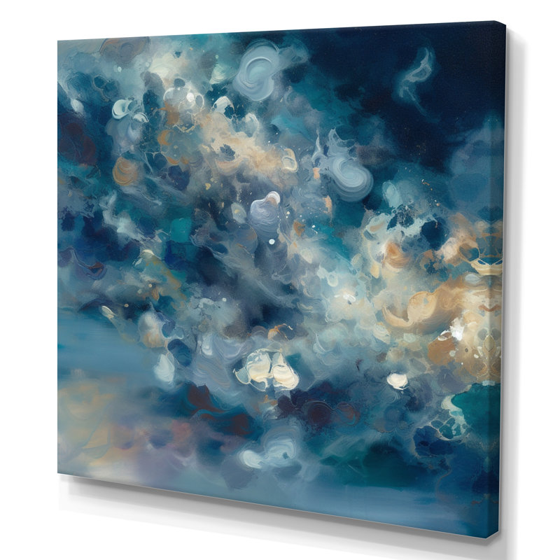 "Rosenda Seascape", peinture abstraite encadrée, H 16 po x l 16 po x P 1 po, Toile tendue