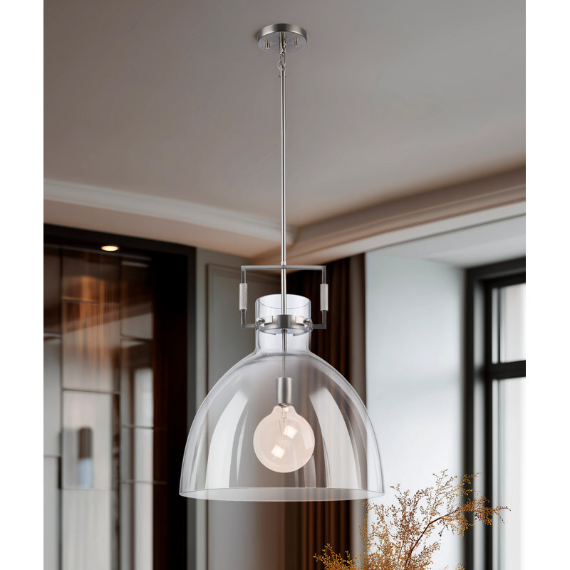 Luminaire suspendu 1 lumière Miami, Nickel brossé