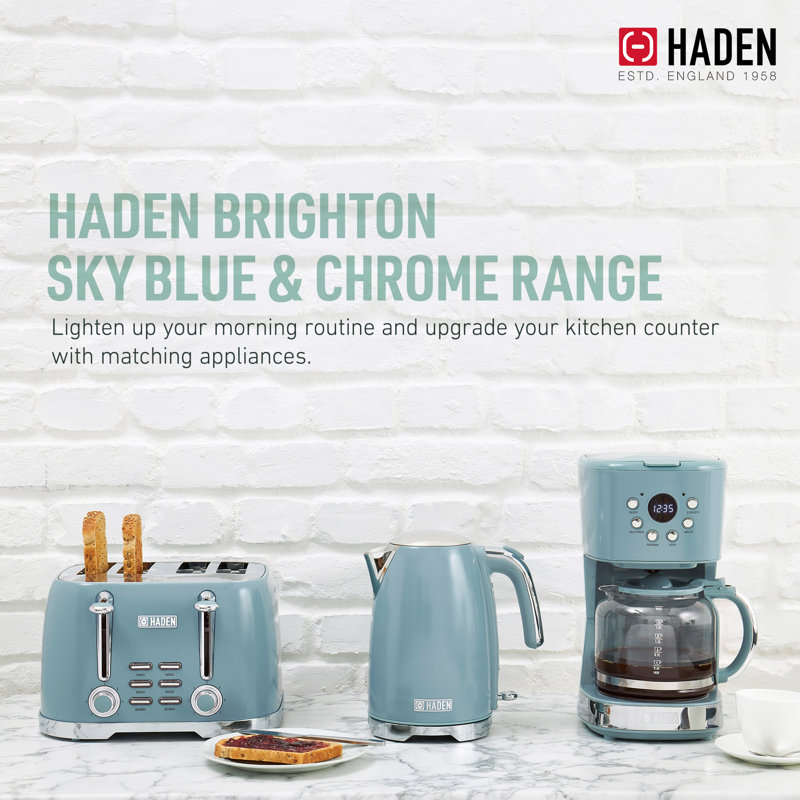 Haden Brighton Electric Kettle, Cordless 1.7L Hot Water Retro Boiler, Sky Blue