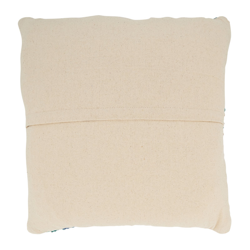 Handwoven Blue and Beige Cotton Jute Throw Pillow, 20x20