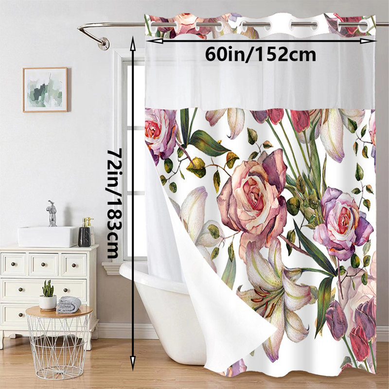 Rideau de douche à double couche, H 72 po x l 60 po