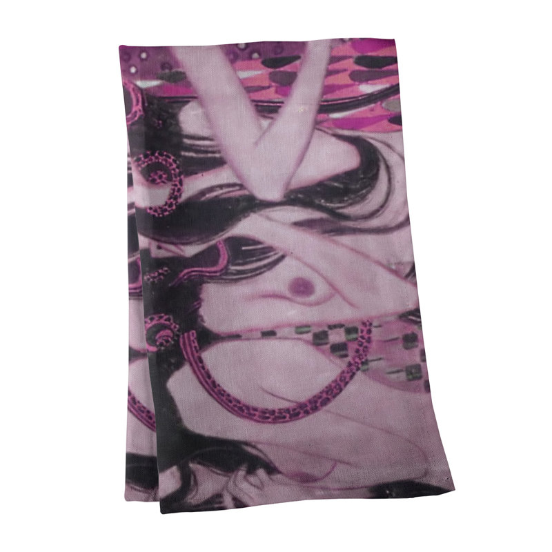 Serviette de thé beethoven frise Magaw, Sergé de coton, Rose