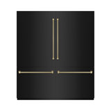 ZLINE Autograph 72 in. Black Steel Built-In Refrigerator w/ Gray Interior & Bronze Helix Handles