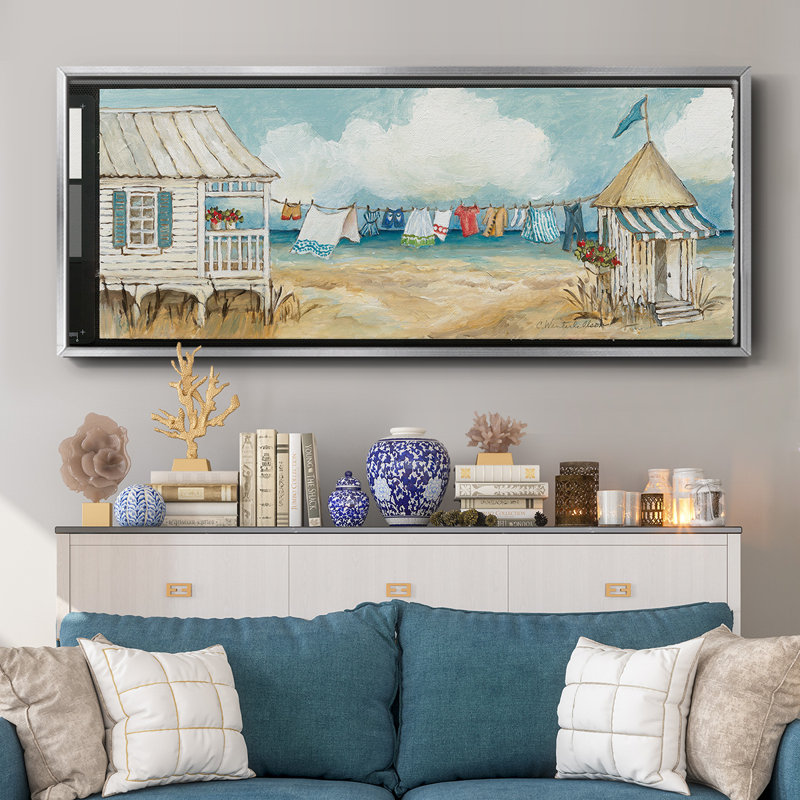 «Fresh Laundry I», peinture sur toile à cadre flottant, H 8 po x l 20 po, Argent