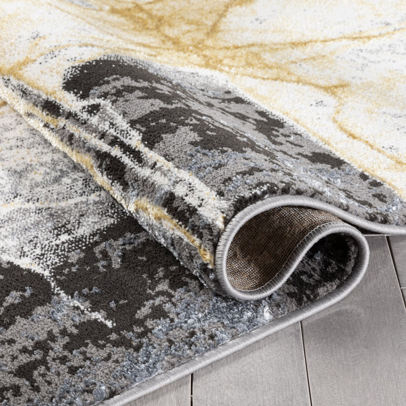 Cairo Allegra Abstract Grey Area Rug, Rectangle 160 x 220 cm