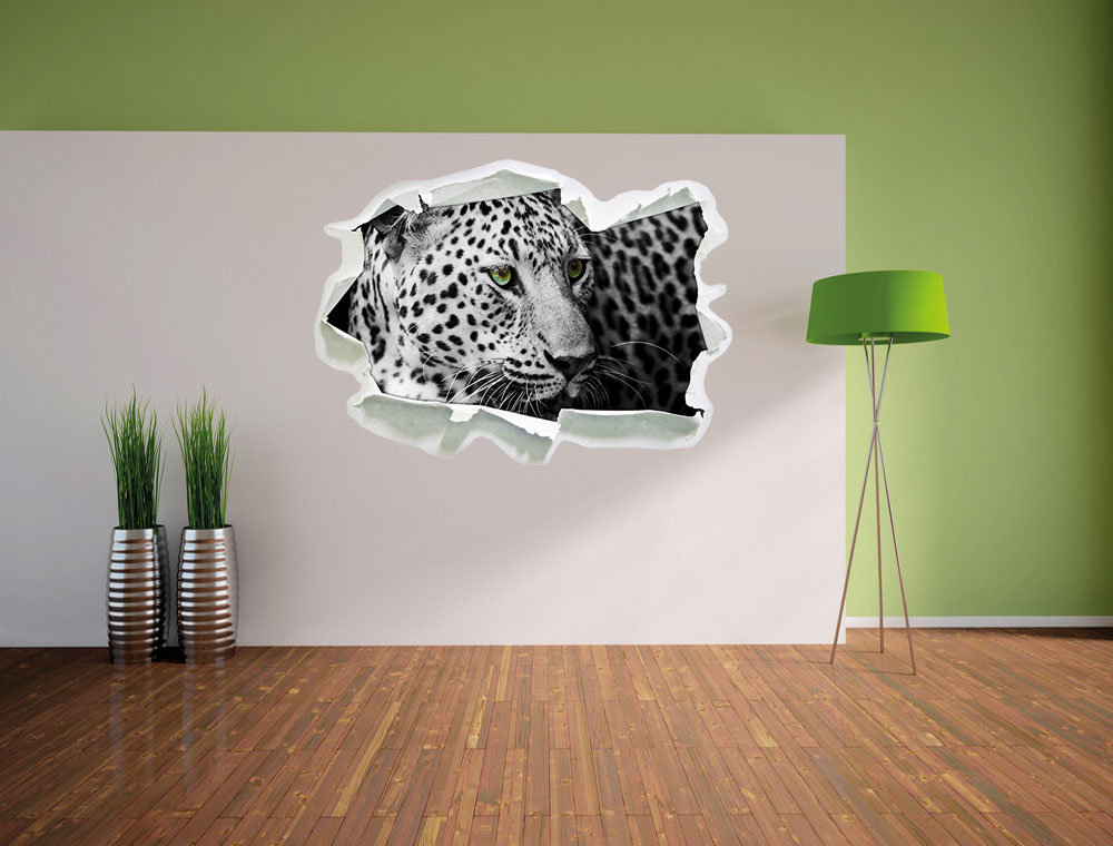 Dunkler Leopard mit grünen Augen Wandsticker