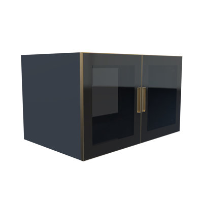Swaneus 36 Inch Wall Mounted Bathroom Vanity with Glass Facade – Modern Floating Solid Wood Vanity Base