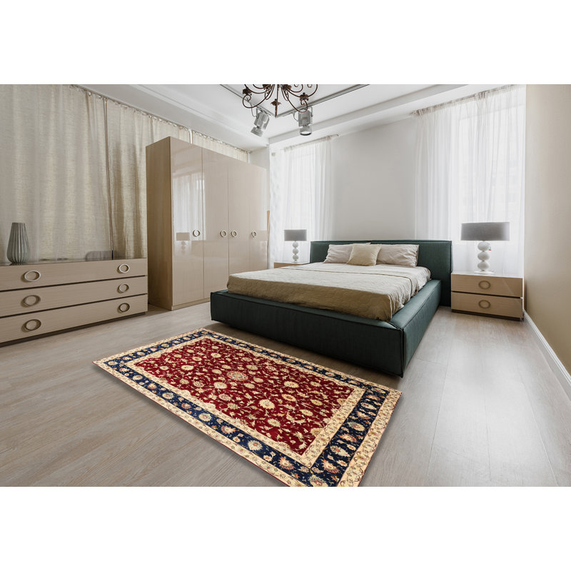 Tapis traditionnel rouge / noir Grimson, Rectangle 5 pi x 7 pi