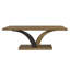 Table piédestal rectangulaire en eucalyptus avec finitions contrastantes foncées sur base à double arc, bords arrondis, bois massif brun clair +, profondeur 84 po, largeur 44 po, hauteur 30 po, chaleur naturelle sculpturale de 235 lb, couleur,