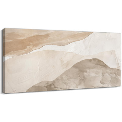 CXVU, art mural de style abstrait, reproduction sur toile de montagne gris beige, œuvre d'art paysage neutre pour le bureau de la chambre à coucher, galerie tendue prête à accrocher 20 po x 40 po