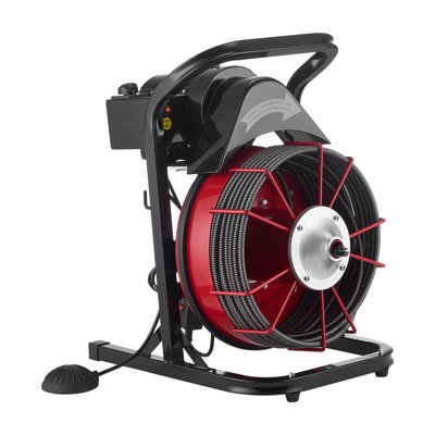 Drain Cleaner Machine 75 FT x 1/2 Inch, Sewer Snake Auger Manual Feed with 4 Cutters & Air-activated Foot Switch for 2" to 6" Pipes