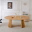 Ensemble de salle à manger 1 + 4,5 pièces, table de salle à manger à pieds en métal Mid-Century pour 4-6 personnes avec plateau en panneau de fibres à densité moyenne, table de salle à manger à piédestal, table basse de loisirs-1088890340