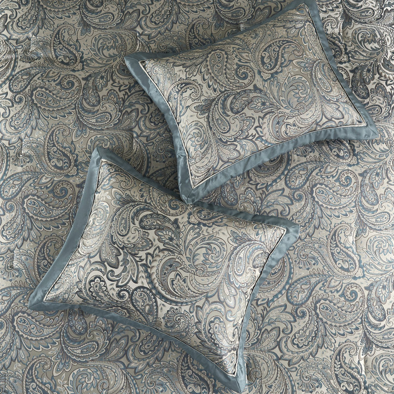 Teal Paisley Jacquard Queen Cotton Bed in a Bag Set