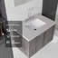Meuble-lavabo flottant élégant avec comptoir en marbre de culture et lavabo à débordement-133668319