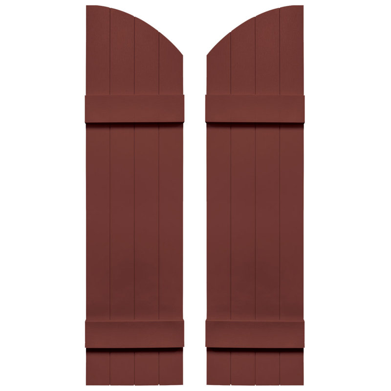 Builders Edge, paire de volets standard à quatre planches jointes avec arche, planche-n-lattes, Rouge Bourgogne, 49 po