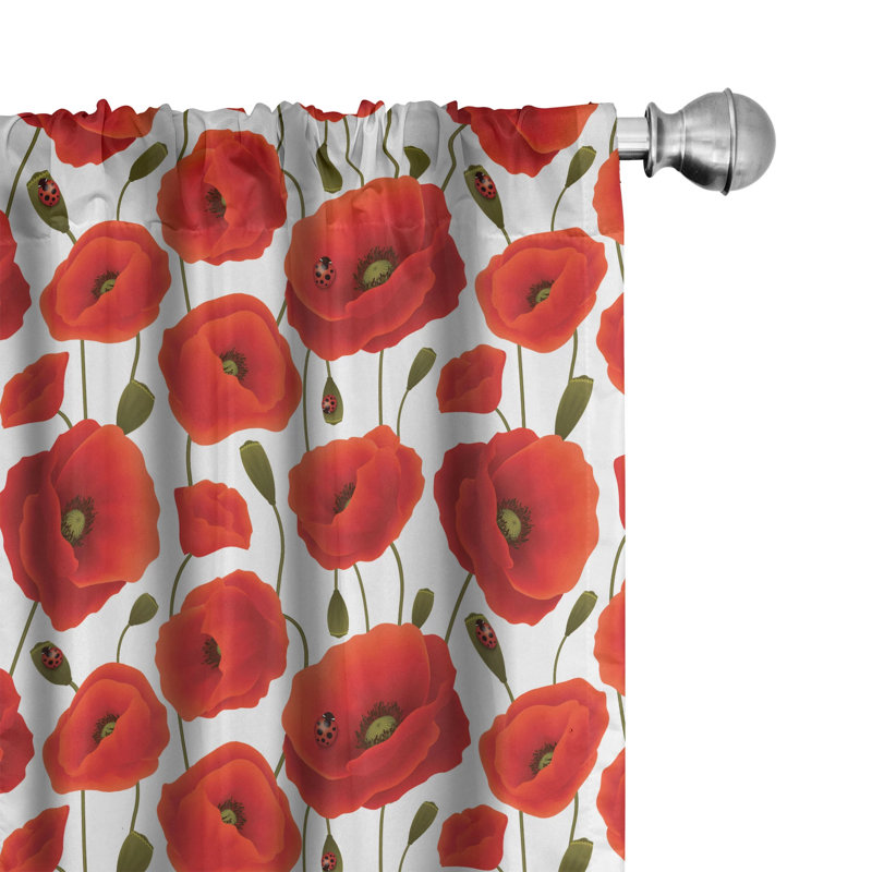 Poppy Semi-Sheer Rod Pocket Curtain Panels, 28" x 95"