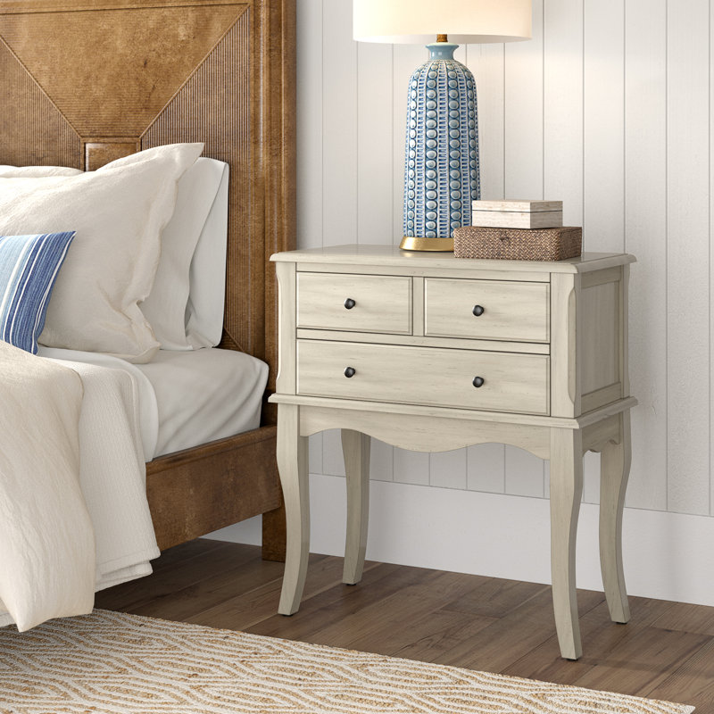 Diors 73.66 cm W Bedside Table, Antique White