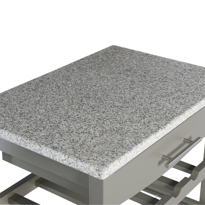 Chariot de cuisine en granit avec tiroir utilitaire et panier Macy, Blanc, Granit
