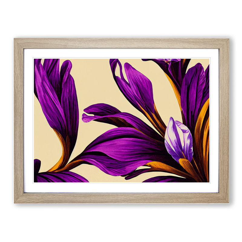 Evolving Modern Flowers - Single Picture Frame Print, 25cm H x 34cm W x 2cm D, Oak