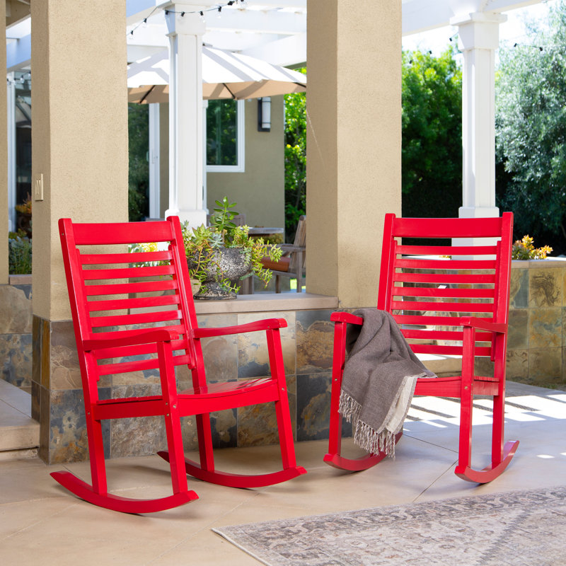 Chaise berçante surdimensionnée en bois massif pour l'intérieur et l'extérieur Royal (ensemble de 2), Rouge