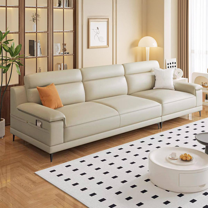 Canapé modulaire en similicuir crème et gris, Crème