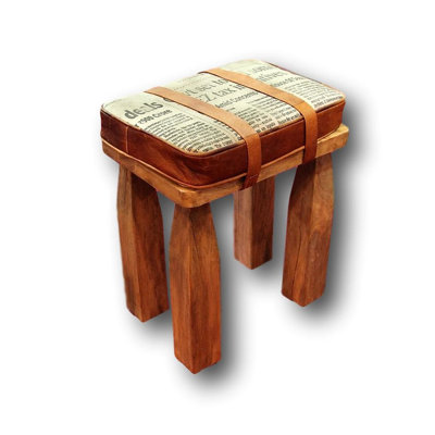 Solid + Manufactured Wood Accent Stool