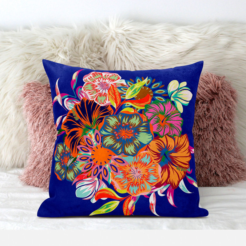 Housse et insert de coussin décoratif en polyester , 20 po x 20 po, Orange/bleu