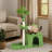 36In Green Cat Tree With Leaves Multi-Level Cat Tower With Scratching Post Condo