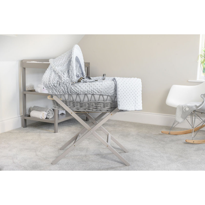 Dimple Wicker Moses Basket, Grey