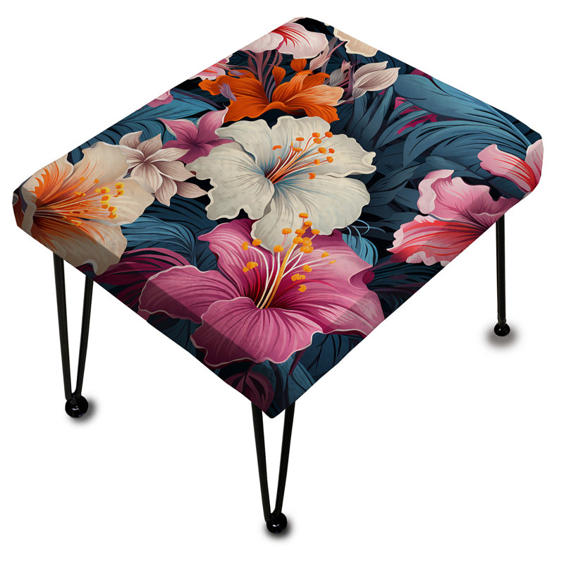 Hibiscus exotique mauve floral - repose-pieds rectangulaire floral