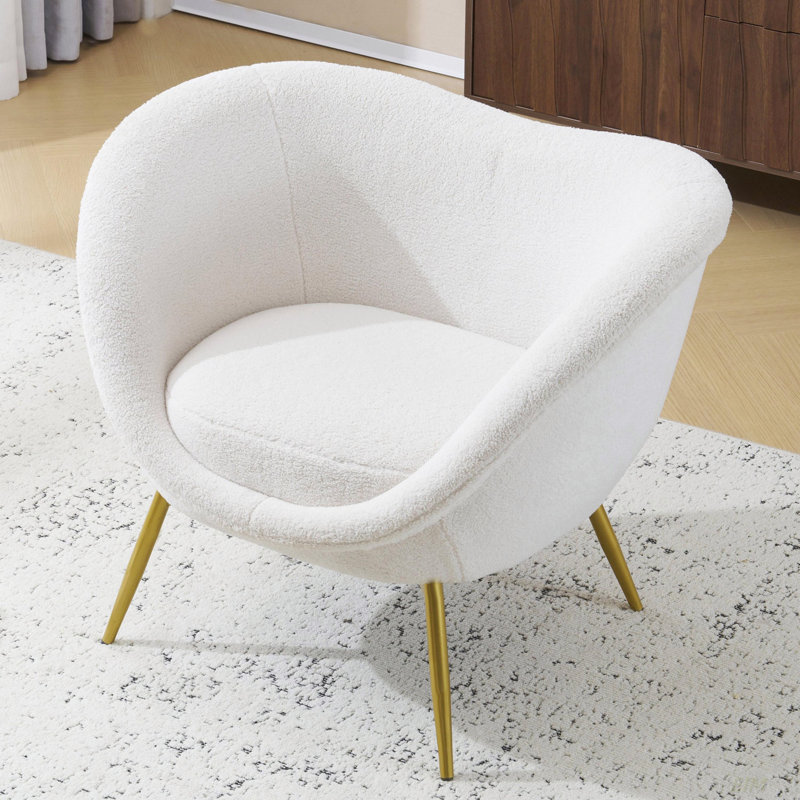 Chaise d'appoint rembourrée Manthey, Velours crème Evan