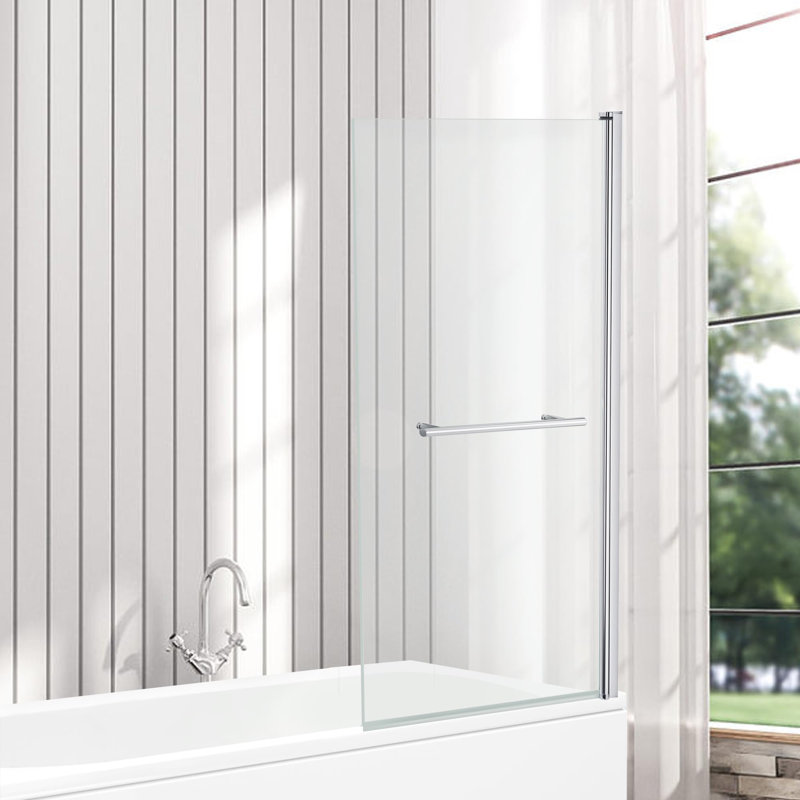 VeeBath Square Edge Bath Screen with Towel Rail - 1400 x 800mm