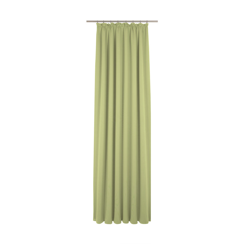 Uni Collection Light 100% Cotton Opaque Pinch Pleat Single Curtain Panel, Green, 142cm wide x 295cm high
