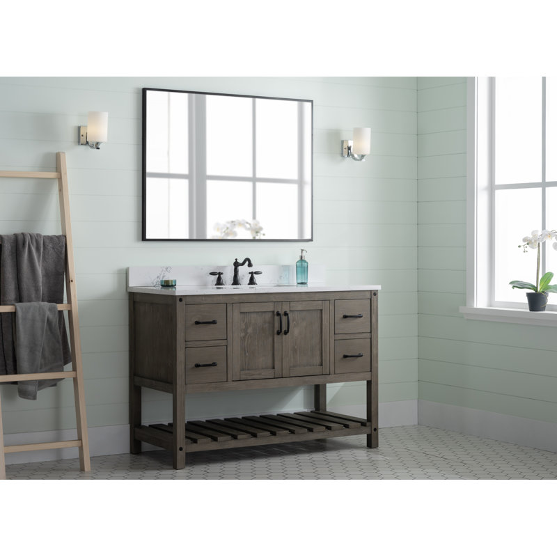 Ensemble de meuble-lavabo simple 48 po Radstock, Gris antique, Blanc de Carrare