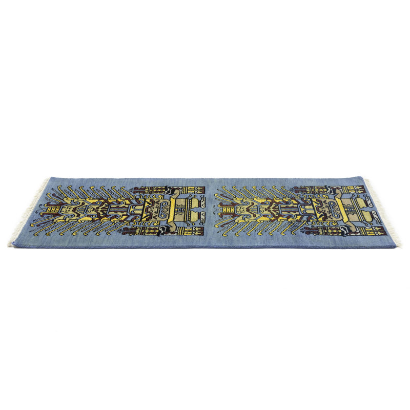 Tapis bleu Tribal 3X6