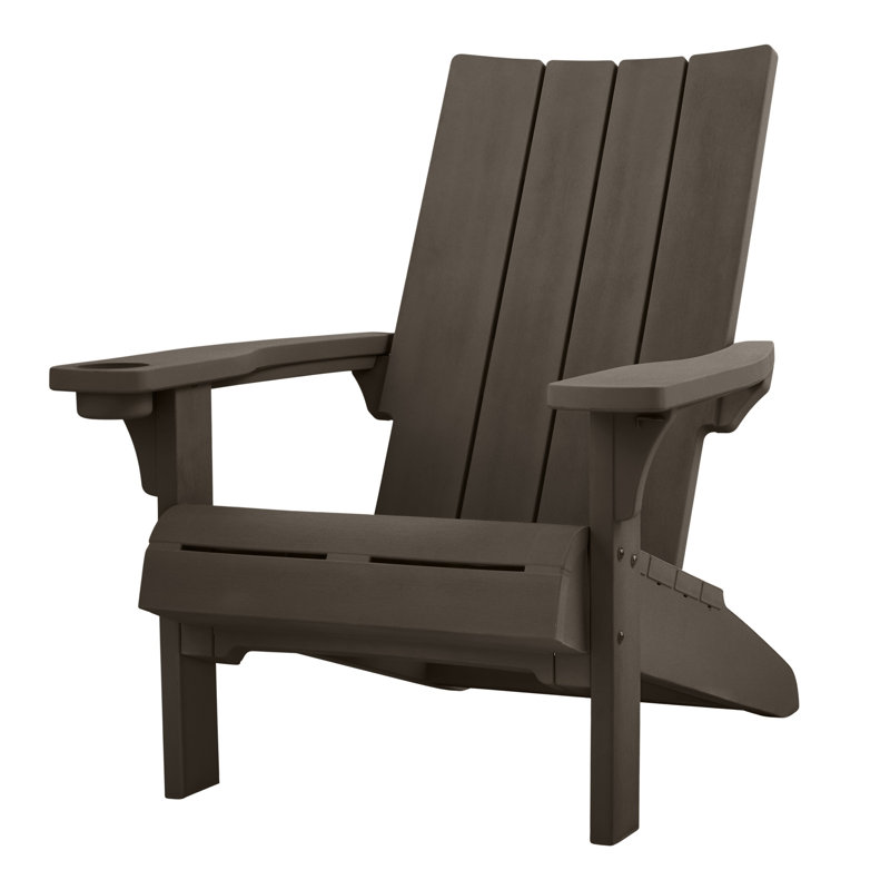  Keter Modern Adirondack Chair Durable Weatherproof Outdoor Furniture for Porch and Backyard (Choose Color), Brown