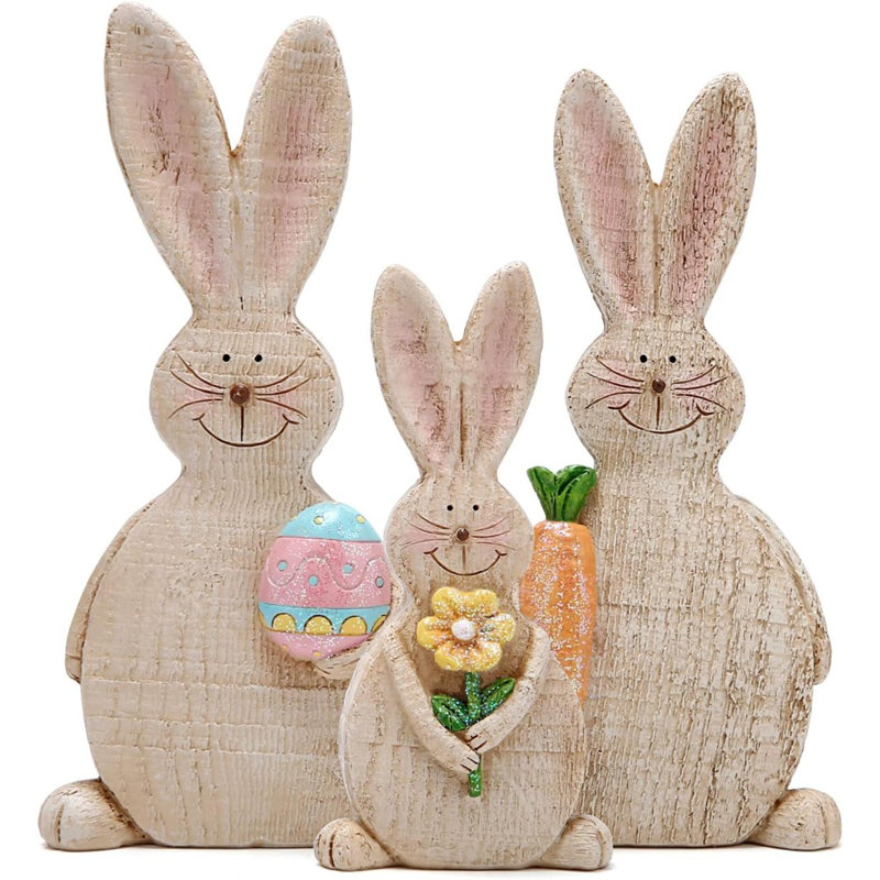 Ensemble de 3 décorations de table de printemps pour lapin