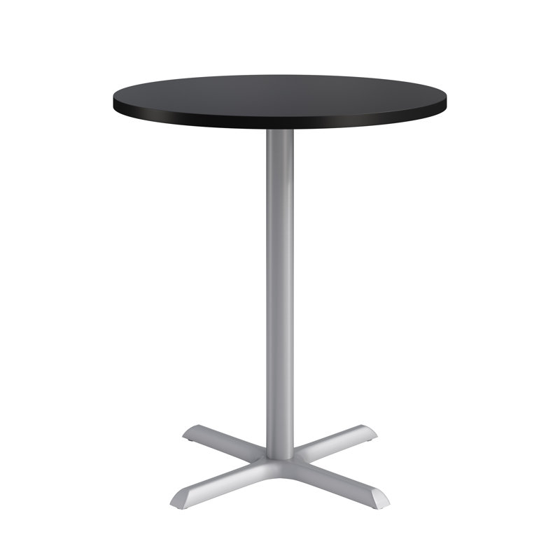 KFI Studios Proof Round Pedestal Table, Bar Height X-Base, 36" W x 36" L, Black, Black