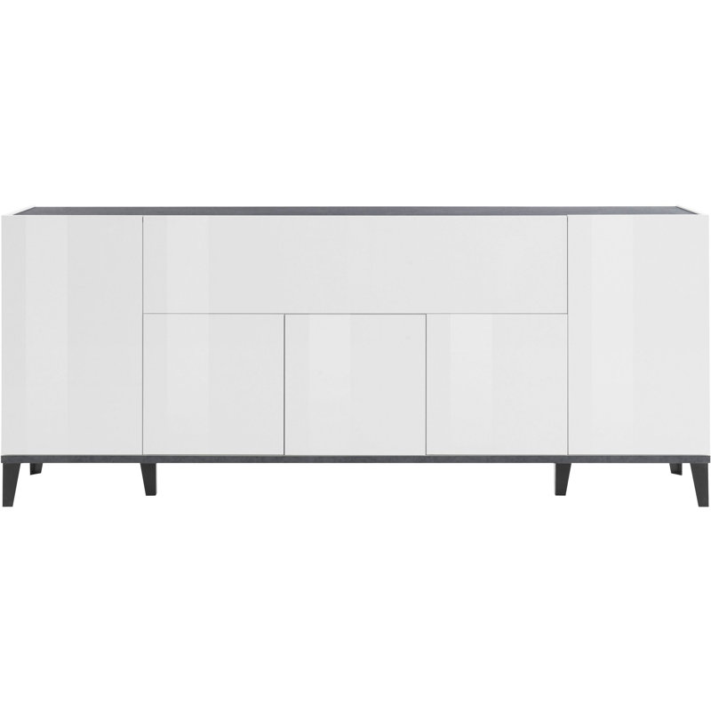 Hodapp 200cm Sideboard, White Glossy/Slate