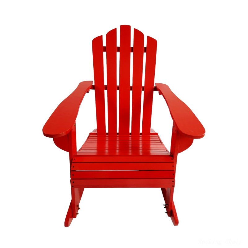 Chaise Adirondack inclinable à bascule en bois pour l'extérieur, noyer, Rouge